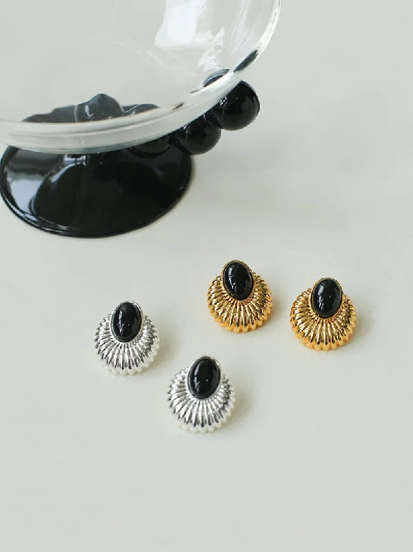 Best hoop earrings with marbled designs for a trendy and artistic effect-Vintage Black Agate Elegant Earrings