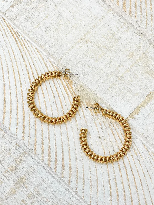 Best hoop earrings with smooth ceramic finishes for a polished, clean style-Vintage Brass Coil Hoop Earrings - Gold