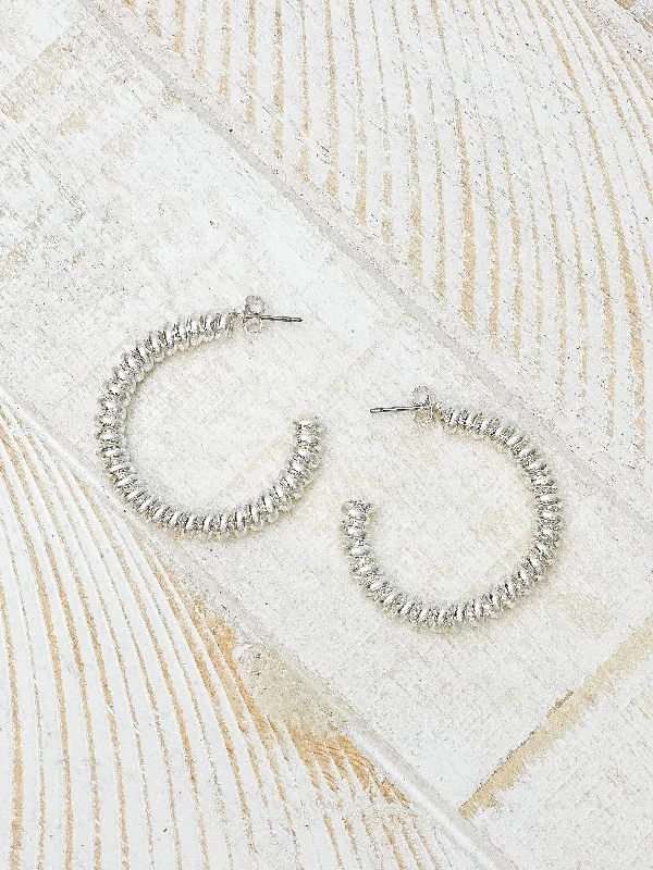 Best hoop earrings with crescent-shaped designs for a bold, moon-inspired style-Vintage Brass Coil Hoop Earrings - Silver