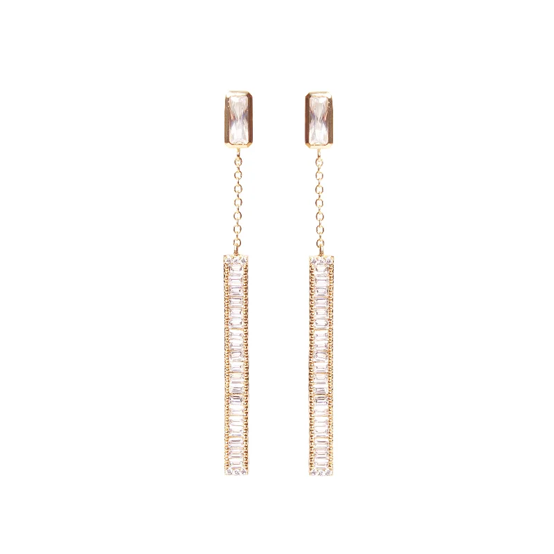 Hoop earrings with braided patterns for a detailed and textured finish-Vita Baguette Pave Drop Earring