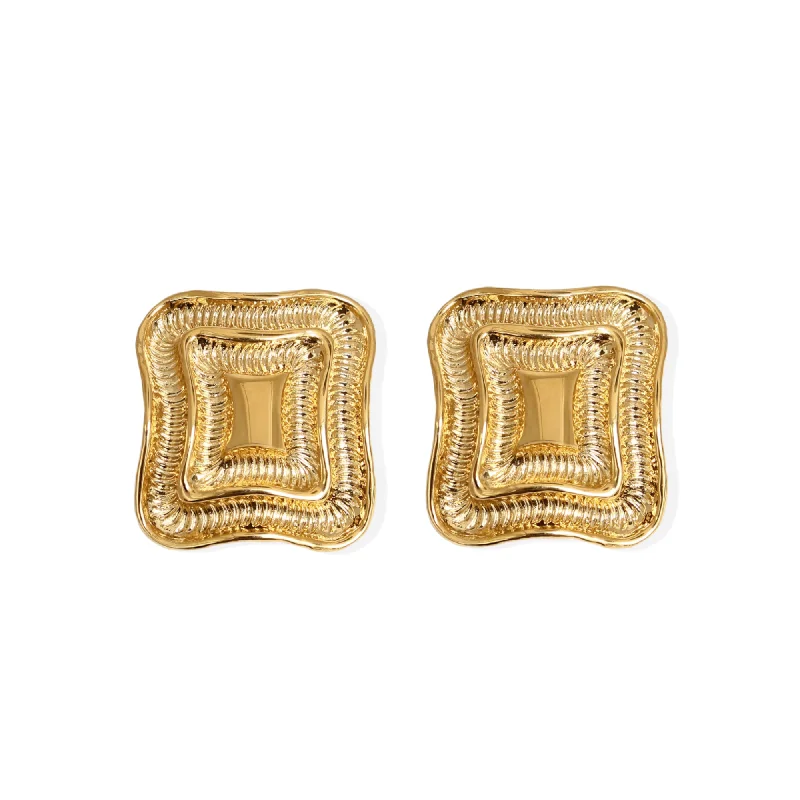 Best hoop earrings with tribal designs for a cultural and exotic aesthetic-WAVE Earrings - Gold