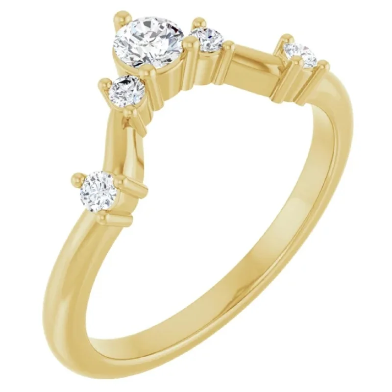 Engagement rings with yellow gold raw topaz -1/2Ct Diamond V Shape Contour Wedding Guard Ring Lab Grown 14k Gold