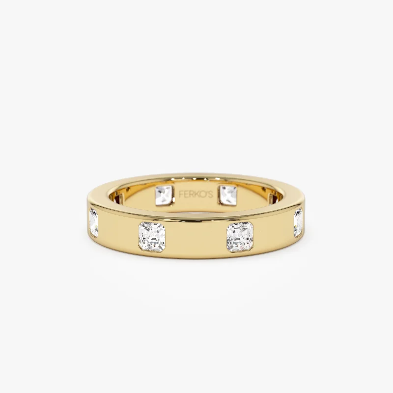 Engagement rings with yellow gold raw topaz -14k Asscher Cut Full Eternity Flush Setting Diamond Band