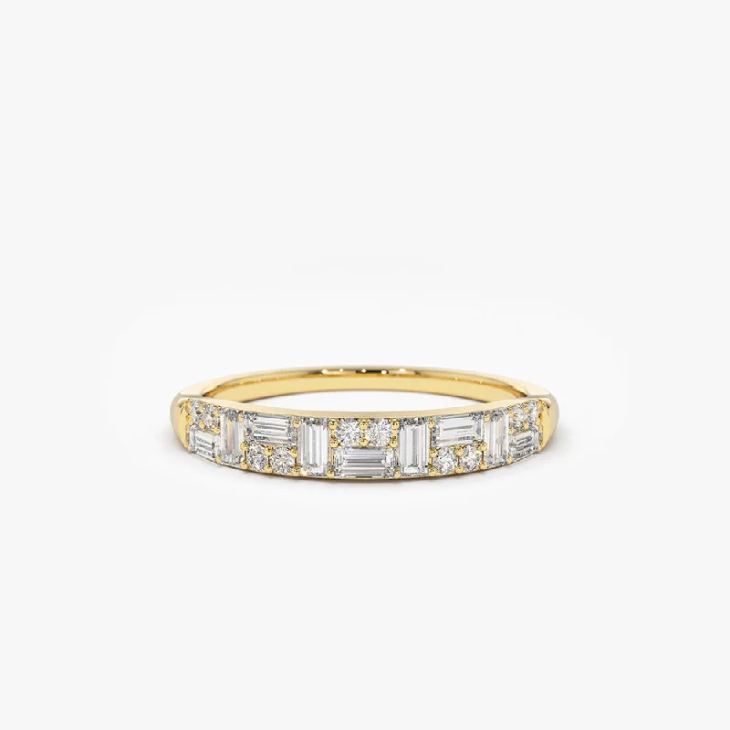 Engagement rings with gothic-inspired garnet details -14k Baguette Diamond Stacking Ring