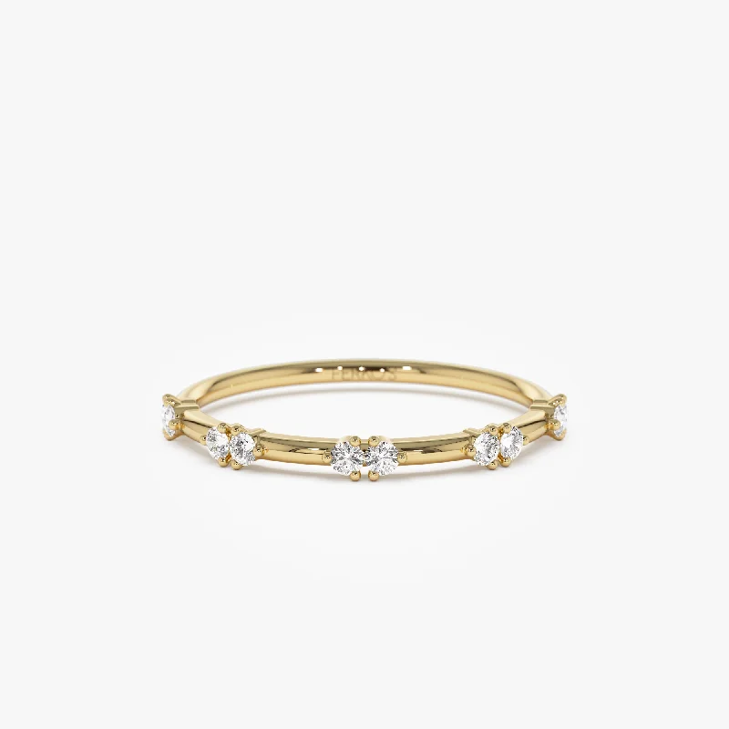 Engagement rings with twisted bands and diamonds -14k Dainty Stacking Diamond Wedding Band