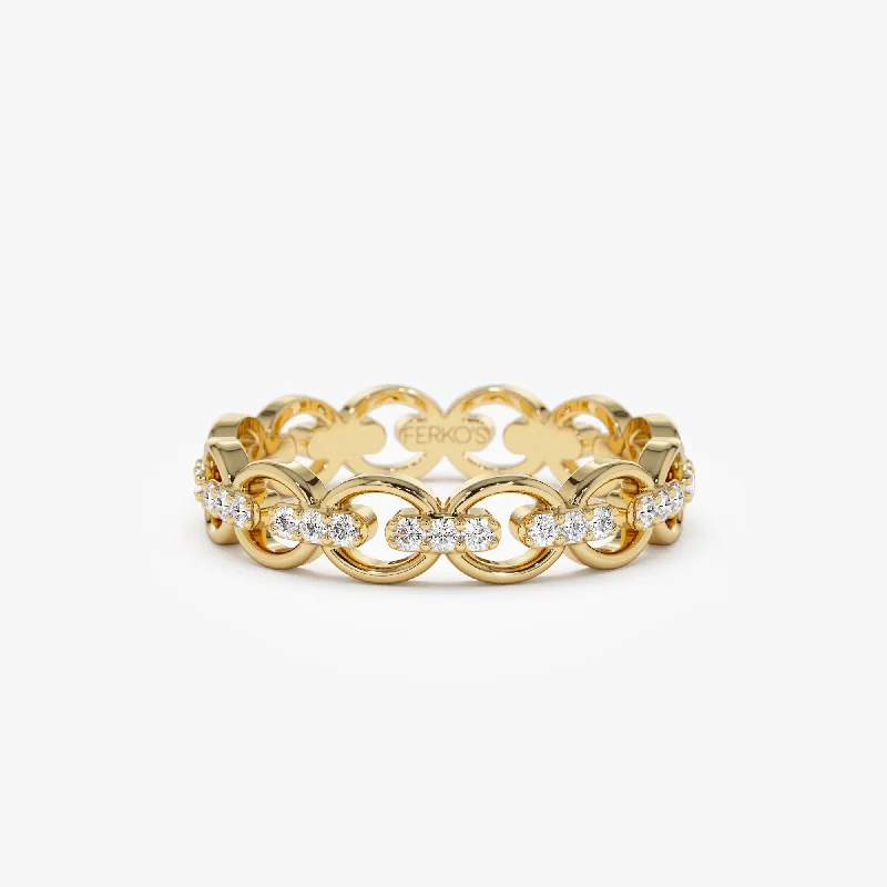 Engagement rings with floral-inspired sapphire bands -14k Gold Full Eternity Diamond Link Ring