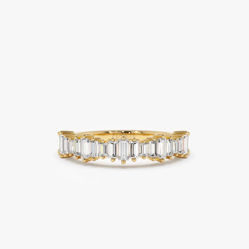 Engagement rings with hidden aquamarine stone accents -14k Gold Graduating Baguette Diamond Ring