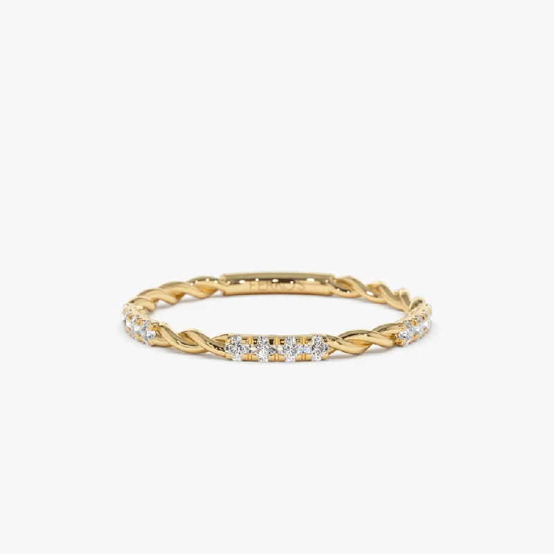 Engagement rings with east-west moonstone settings -14k Twisted Rope Eternity Diamond Ring