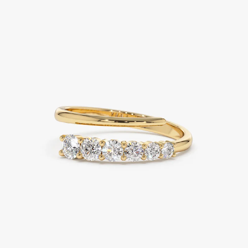 Engagement rings with classic pave garnet bands -14k Unique Crossover Diamond Statement Ring