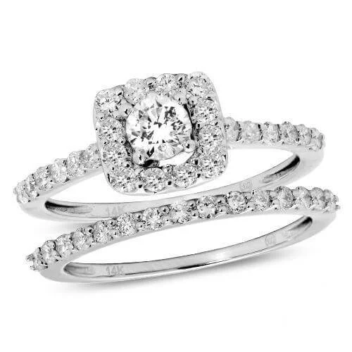 Engagement rings with cathedral-set ruby stones -14KW 1.10CTW DIAMOND BRIDAL SET [0.27CT CTR]