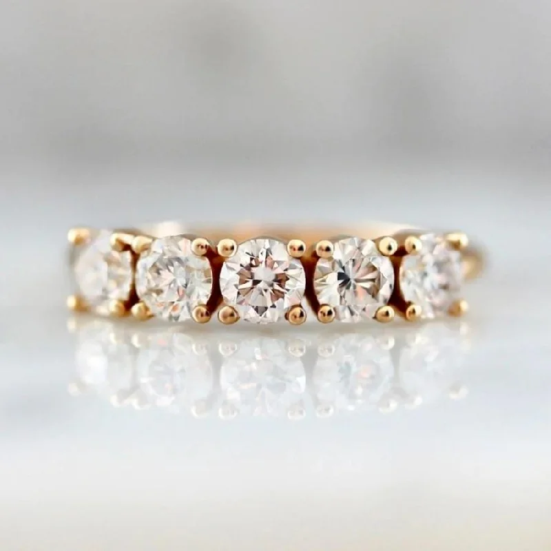 Engagement rings with trillion-cut moonstone gems -Big Love Five Stone Diamond Band