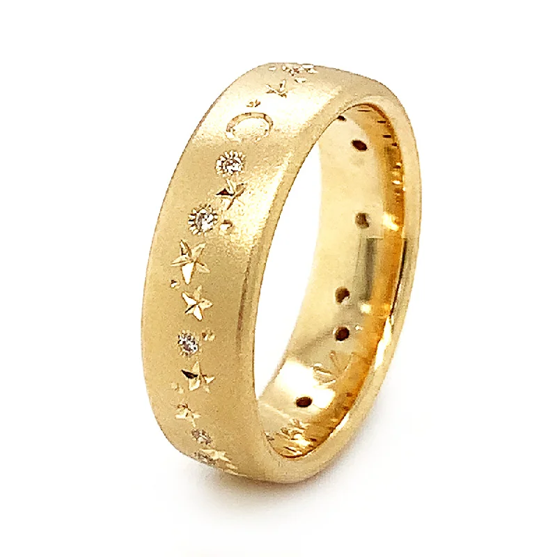 Engagement rings with vine-inspired topaz bands -Celestial Yellow Gold & Diamond Ring - "A Sprinkle of Stars"