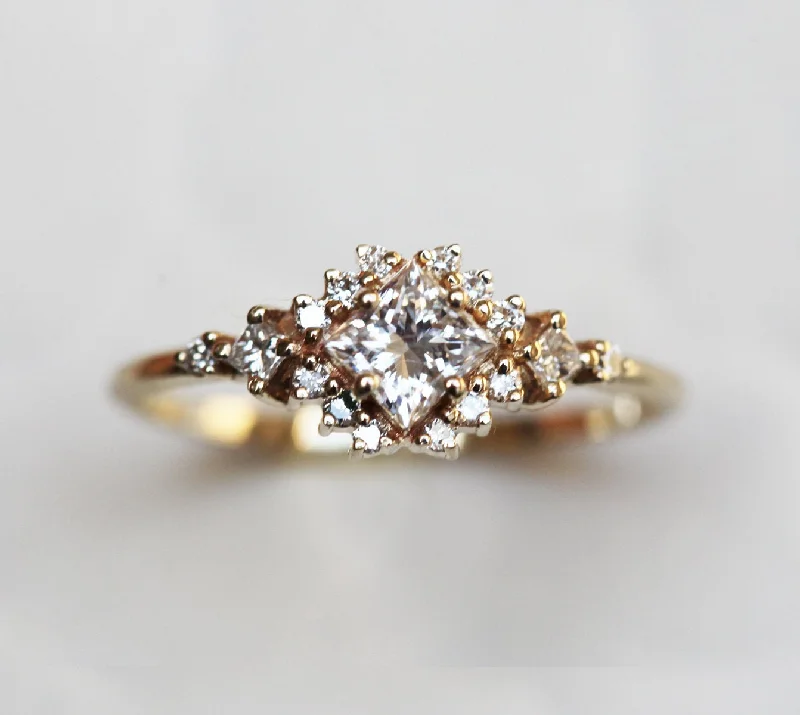 Engagement rings with halo of vibrant citrine -Barbara Diamond Ring