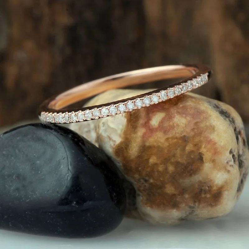 Engagement rings with faceted citrine for shine -De Couer 10k Rose Gold 1/10ct TDW Wedding Band