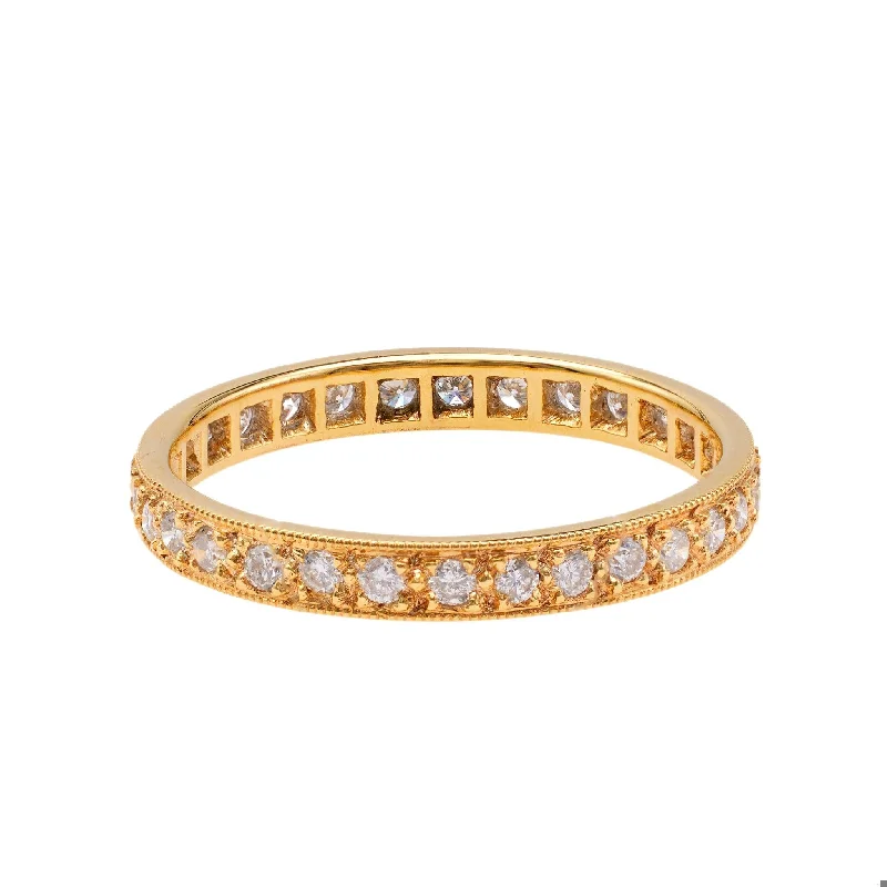 Engagement rings with halo of tiny rubies -Diamond 18k Yellow Gold Eternity Band