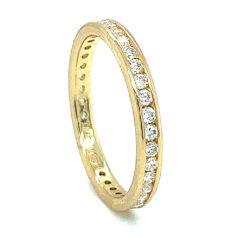 Engagement rings with raw jade for earthy charm -Gold and Diamond Eternity Band - "Royal Yellow"