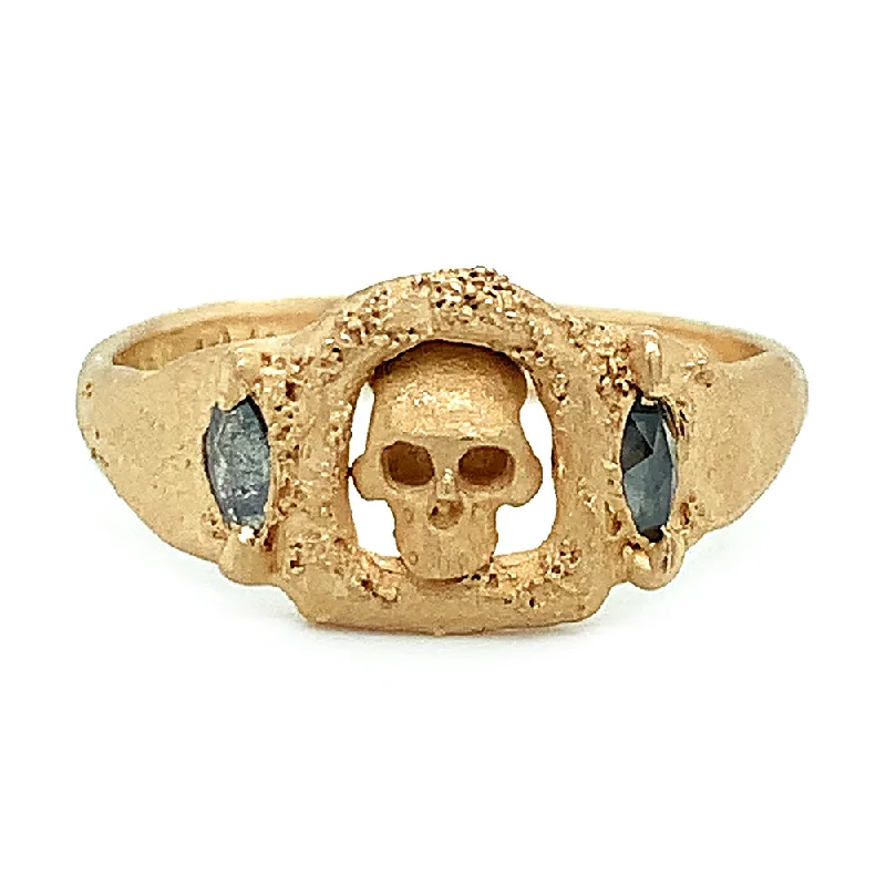 Engagement rings with classic round sapphire brilliance -Grey Marquise Diamond Ring - "Skull Altar"