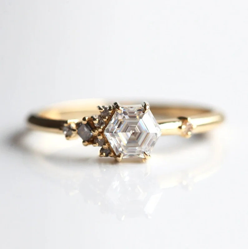 Engagement rings with halo of tiny rubies -Freja Cluster Ring