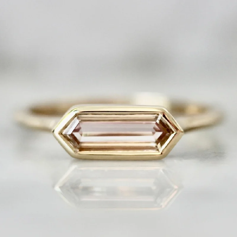 Engagement rings with vibrant tourmaline for color -Honey Glow Champagne Hexagon Cut Diamond Ring