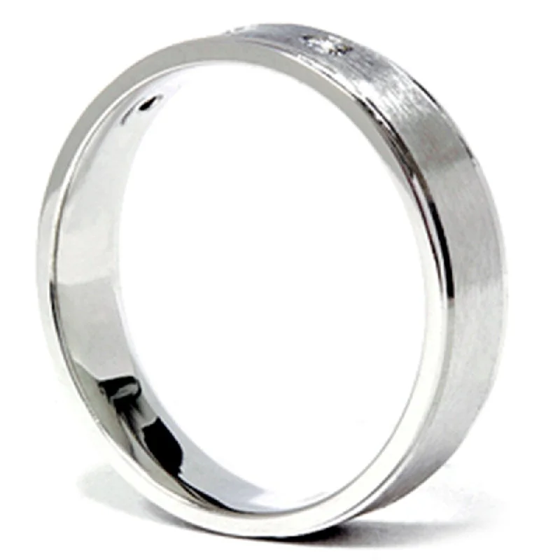 Engagement rings with asymmetrical halo of jade -Mens White Gold Brushed Diamond Wedding Ring Band