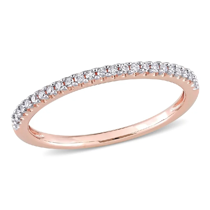 Engagement rings with bold rose-cut garnet stones -Miadora 14k Rose Gold 1/8ct TDW Diamond Stackable Semi-Eternity Wedding Band