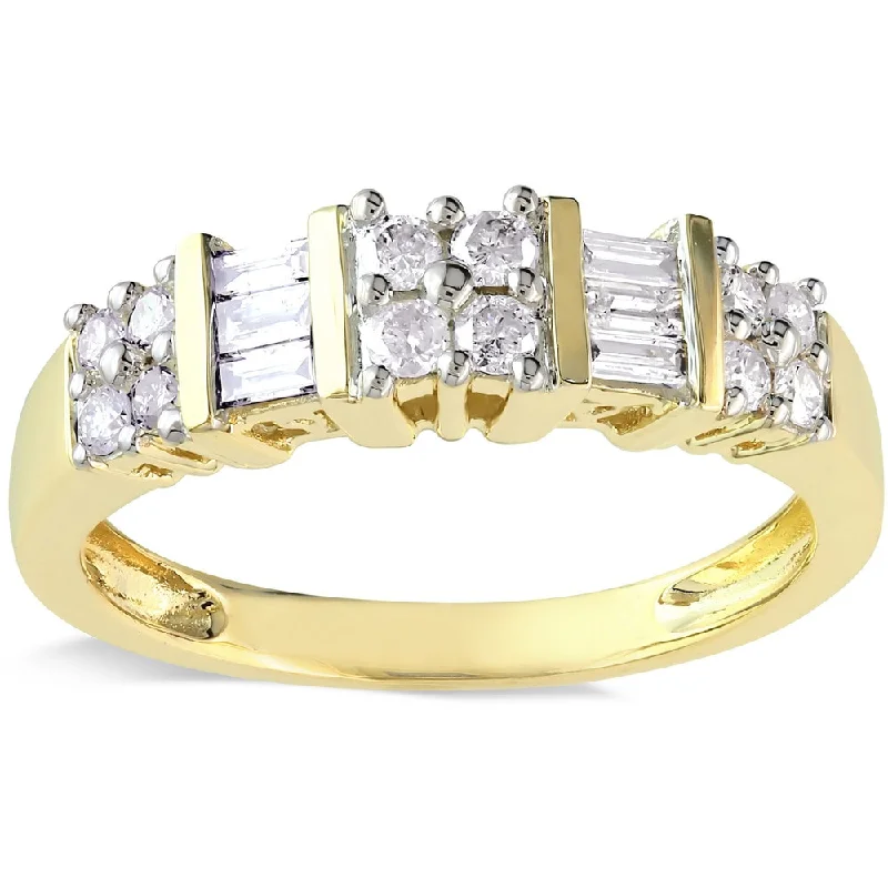 Engagement rings with two-tone sapphire bands -Miadora 14k Yellow Gold 1/2ct TDW Baguette Diamond Anniversary Band Ring