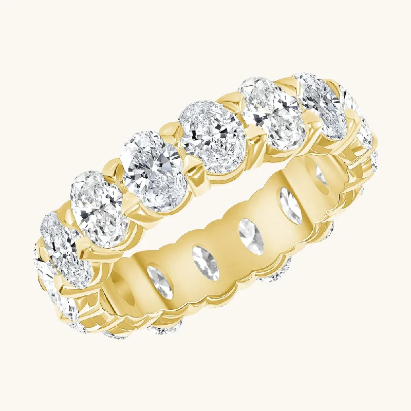 Engagement rings with bold raw opal stones -Large Diamond Oval Eternity Band