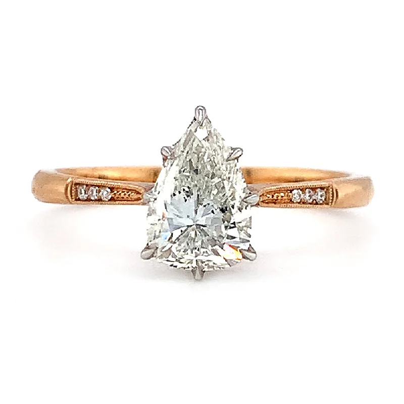 Engagement rings with bold coral for vibrancy -Pear-Shaped Diamond Engagement Ring - "Margot"