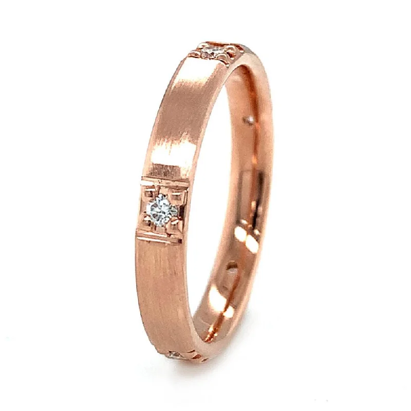 Engagement rings with carved moonstone band patterns -Rose Gold & Diamond Wedding Band - "Dawning Stars"