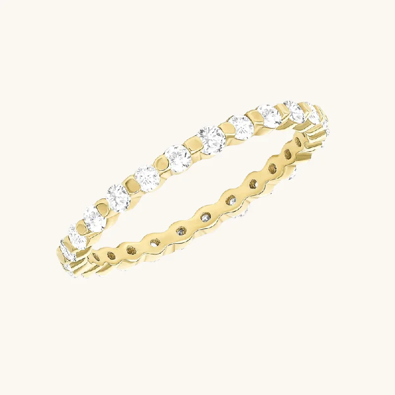 Engagement rings with vine-inspired topaz bands -Small Round Shared Prong Diamond Eternity Band