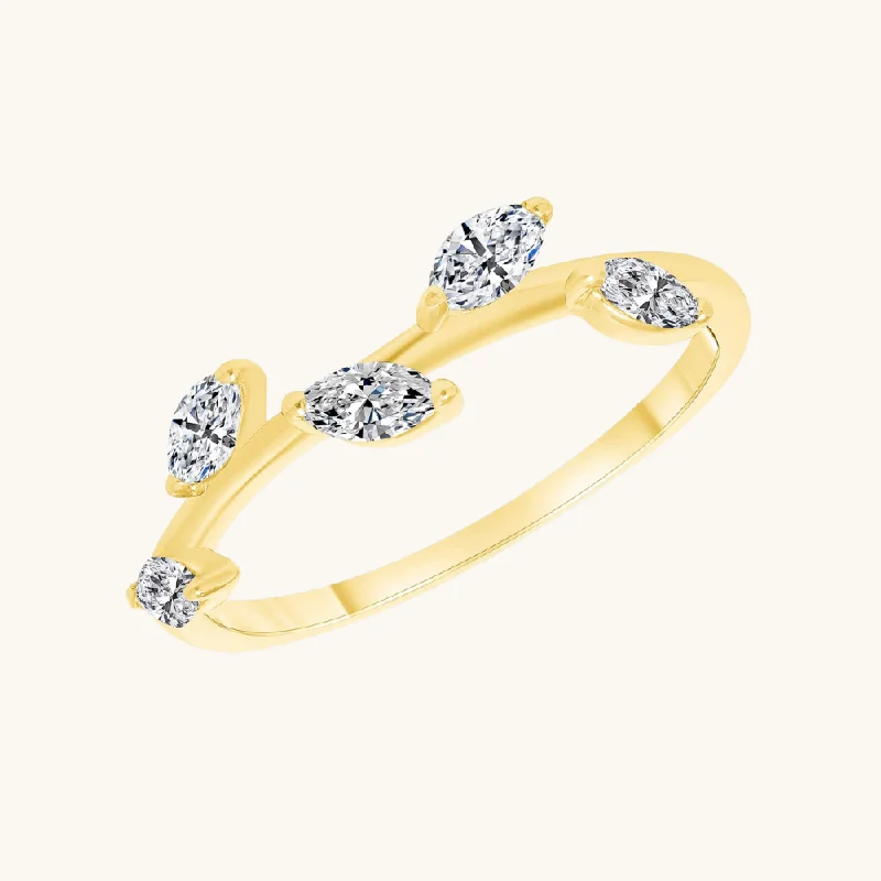 Engagement rings with cluster topaz for dazzle -The Diamond Leaf Ring