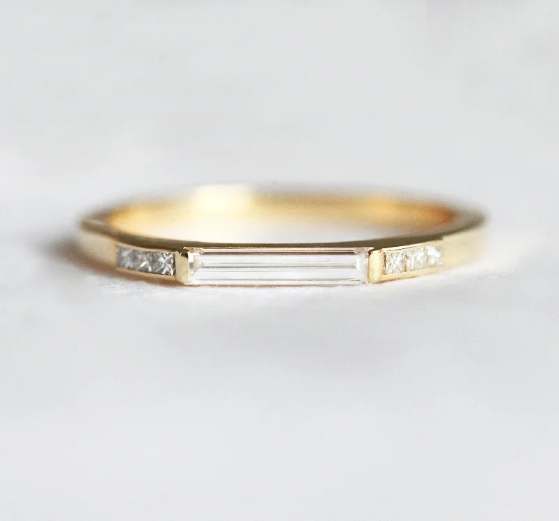 Engagement rings with vintage-inspired claw prongs -Olya Baguette Ring