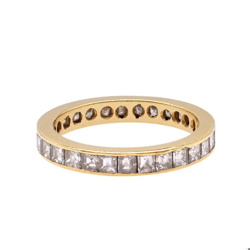 Engagement rings with vintage-inspired claw prongs -Vintage Diamond 18k Yellow Gold Eternity Band