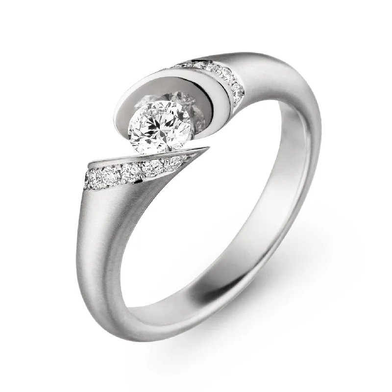 Engagement rings with floral-inspired sapphire bands -White Gold and Diamond Ring - "CALLX"