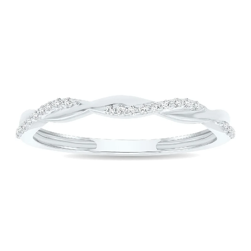 Engagement rings with east-west moonstone settings -Women's 1/10 Carat TW Diamond Braided Wedding Band in 10K White Gold