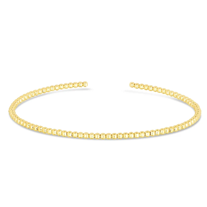 Necklaces and pendants with geometric pendants for a clean, contemporary design-14K Gold 2mm Bead Cuff