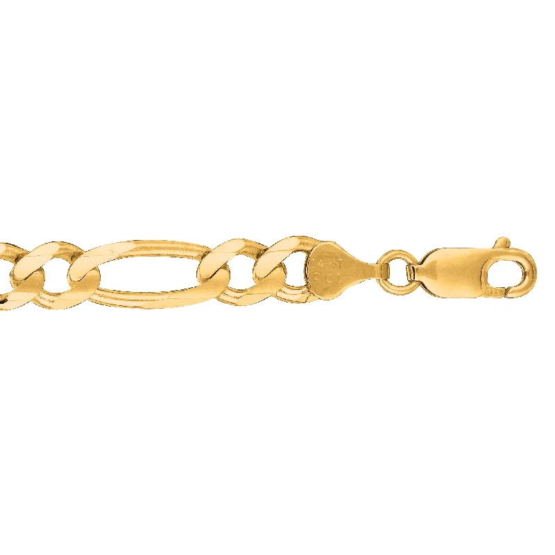 Beautiful necklaces and pendants with geometric shapes for a modern, artistic design-14K Gold 7mm Figaro Chain