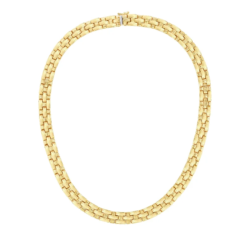 Trendy necklaces and pendants with statement pieces for a bold fashion statement-14K Gold Basketweave Necklace