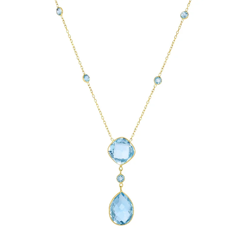 Layered necklaces and pendants for a trendy and fashionable stacked look-14K Gold Blue Topaz Drop Necklace