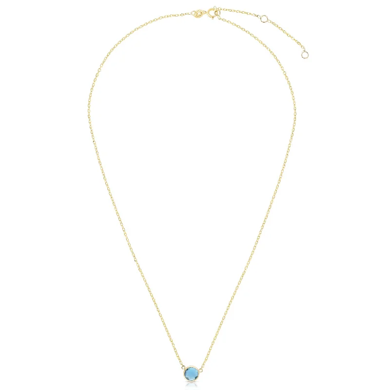 Personalized necklaces and pendants with initials for a customized and meaningful gift-14K Gold & Blue Topaz Solitaire Necklace