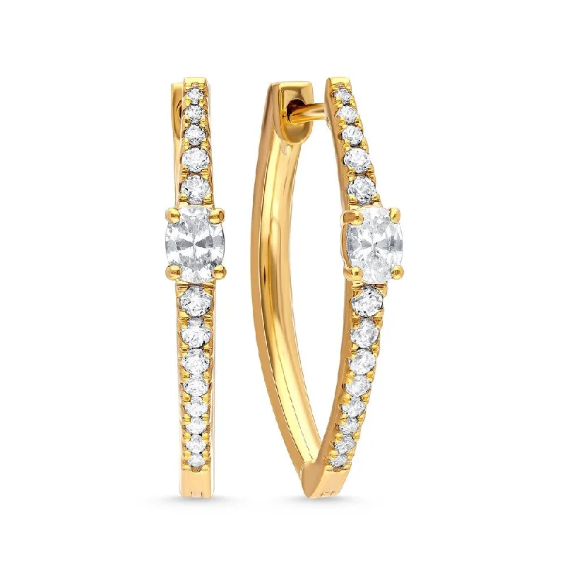 Geometric Drop Earrings for Trend -14k Gold Diamond Hoop Earrings