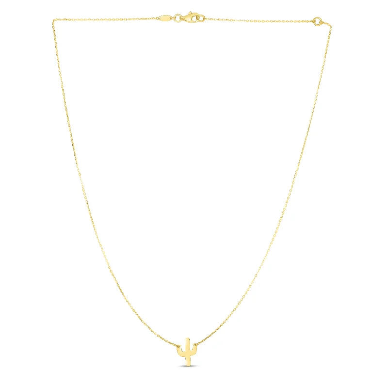 Unique necklaces and pendants with vintage-inspired designs for timeless appeal-14K Gold Mini Cactus Necklace