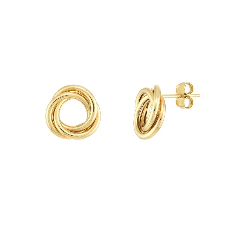 Ethnic Drop Earrings with Tribal Design -14k Gold Open Love Knot Stud Earrings