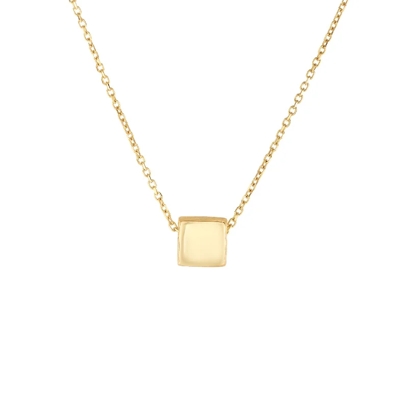 Beautiful necklaces and pendants with gemstone teardrops for an elegant effect-14K Gold Polished Cube Necklace