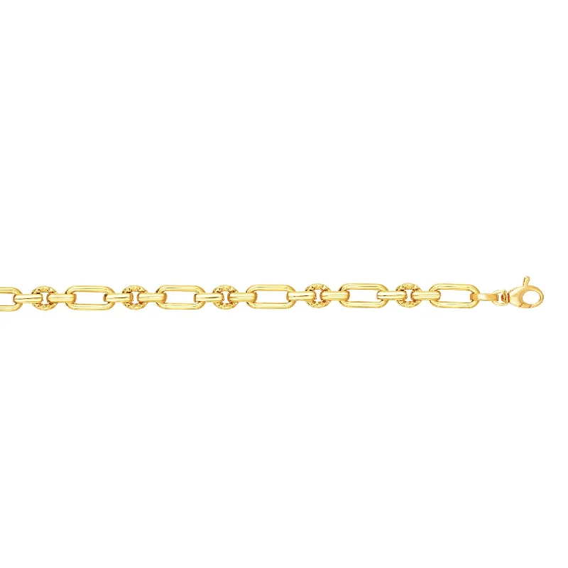 Necklaces and pendants with zodiac constellation designs for an astrological touch-14K Gold Polished & Diamond Cut Elongated Oval Link Chain