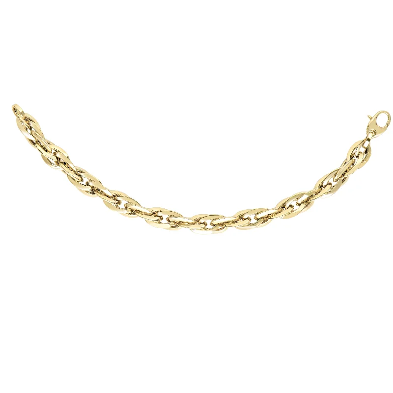 Stylish necklaces and pendants with diamonds for a glamorous and elegant look-14K Gold Polished Graduated Double Oval Link Chain