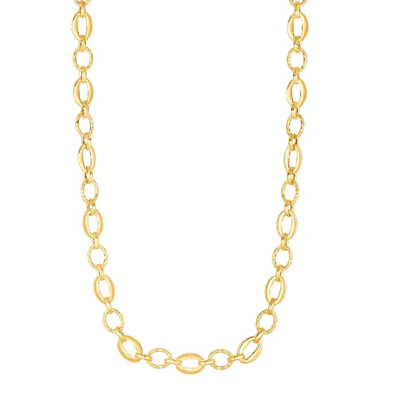 Best necklaces and pendants with adjustable chains for a customizable fit-14K Gold Polished Oval & Diamond Cut Link Chain