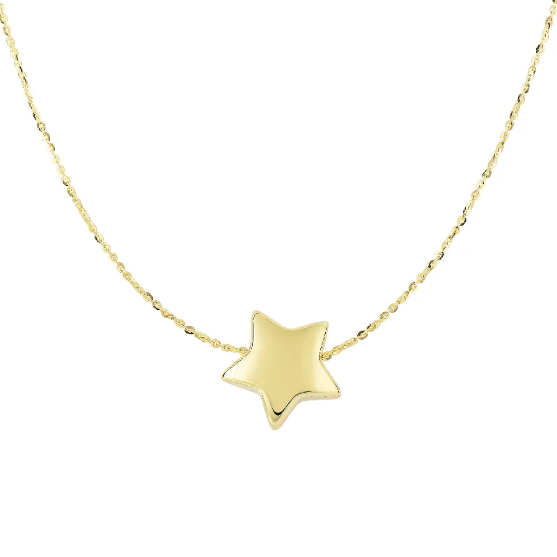 Stunning necklaces and pendants with ruby gemstones for a luxurious red hue-14K Gold Polished Puffed Star Necklace