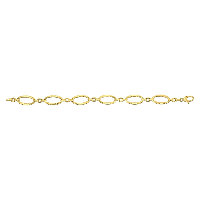 Necklaces and pendants with lock and key designs for a symbolic gesture-14K Gold Polished Three Plus One Oval Link Chain