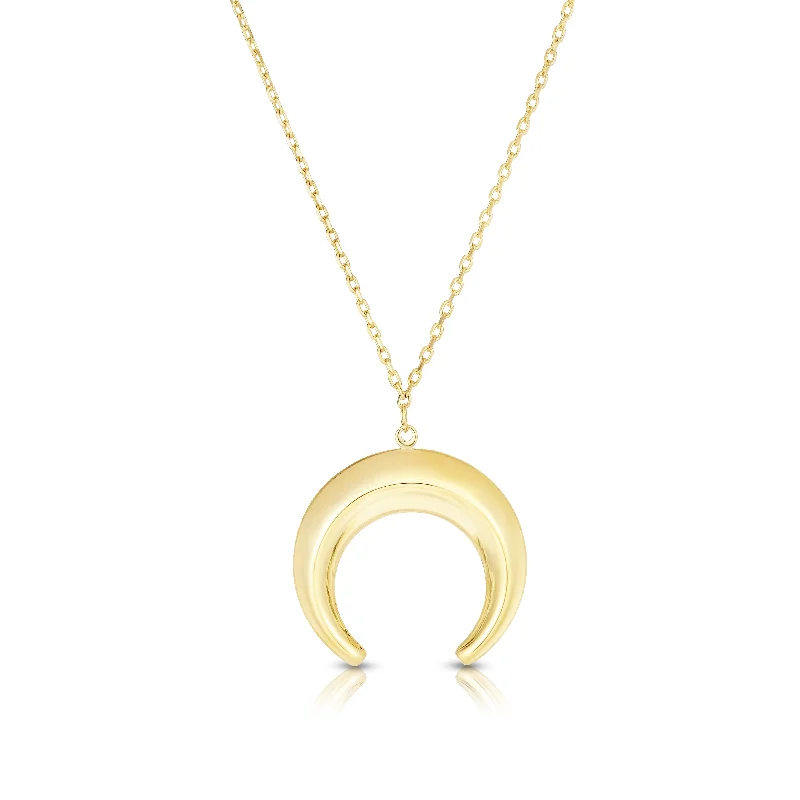 Best necklaces and pendants with heart-shaped designs for a romantic look-14K Gold Puffed Crescent Necklace